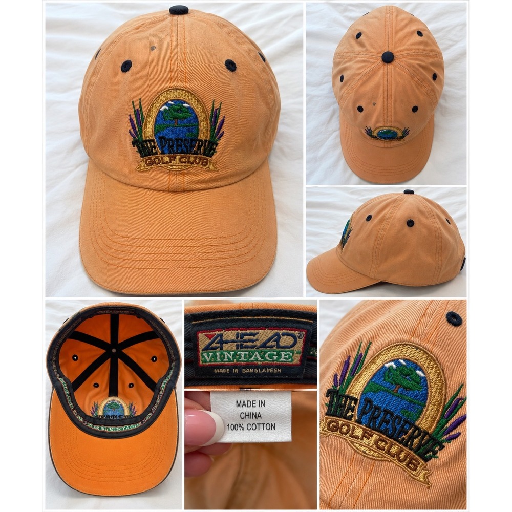Ahead Vintage The Preserve Golf Club Hat Orange Cotton Adjustable Strapback Cap